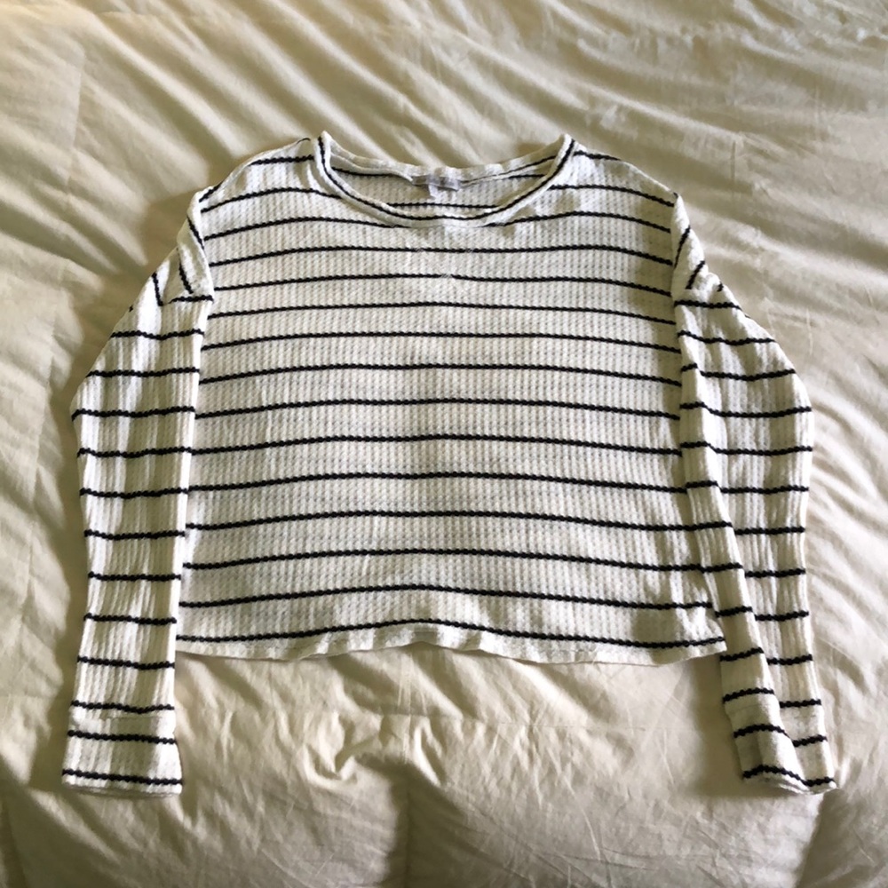 Charolette Russe Stripped Long sleeved Cropped Shirt
